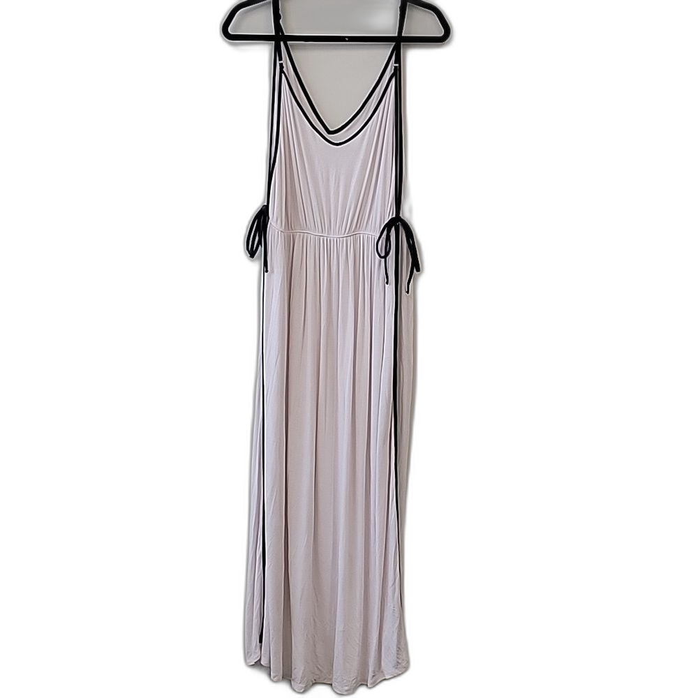 Victoria's Secret White Black Velvet Strap Slip